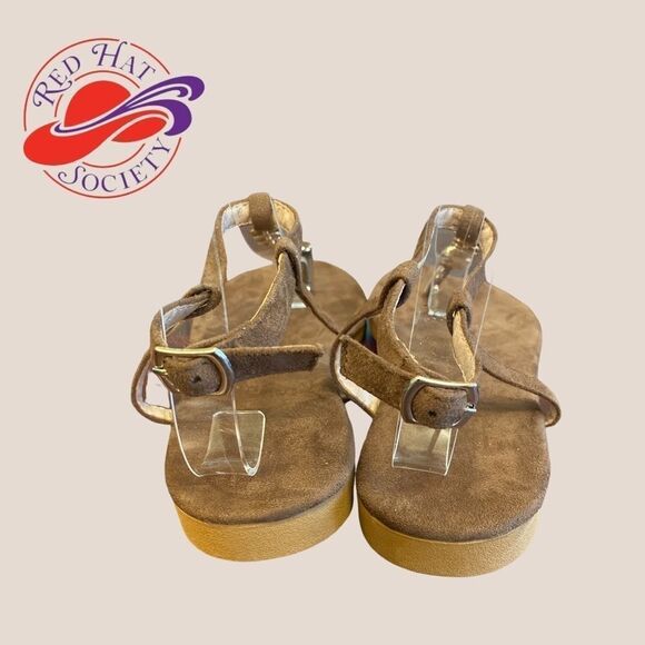 NEW Red Hat Society Brown Gold Thong Sandals 41 - Picture 3 of 4